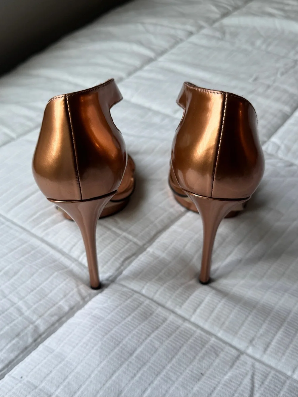 Brian Atwood bronze metallic stiletto high heels size 6